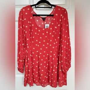 🟡 NWT Torrid Cranberry Diamond Dot Gauze Top 🟡